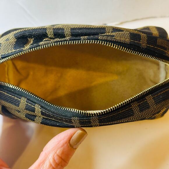 FENDI Zucca Mini Pouch Multi Case Canvas Leather Brown Zipper Authentic vintage - Picture 8 of 11
